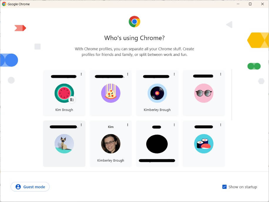 Chrome profiles on a Chrome browser